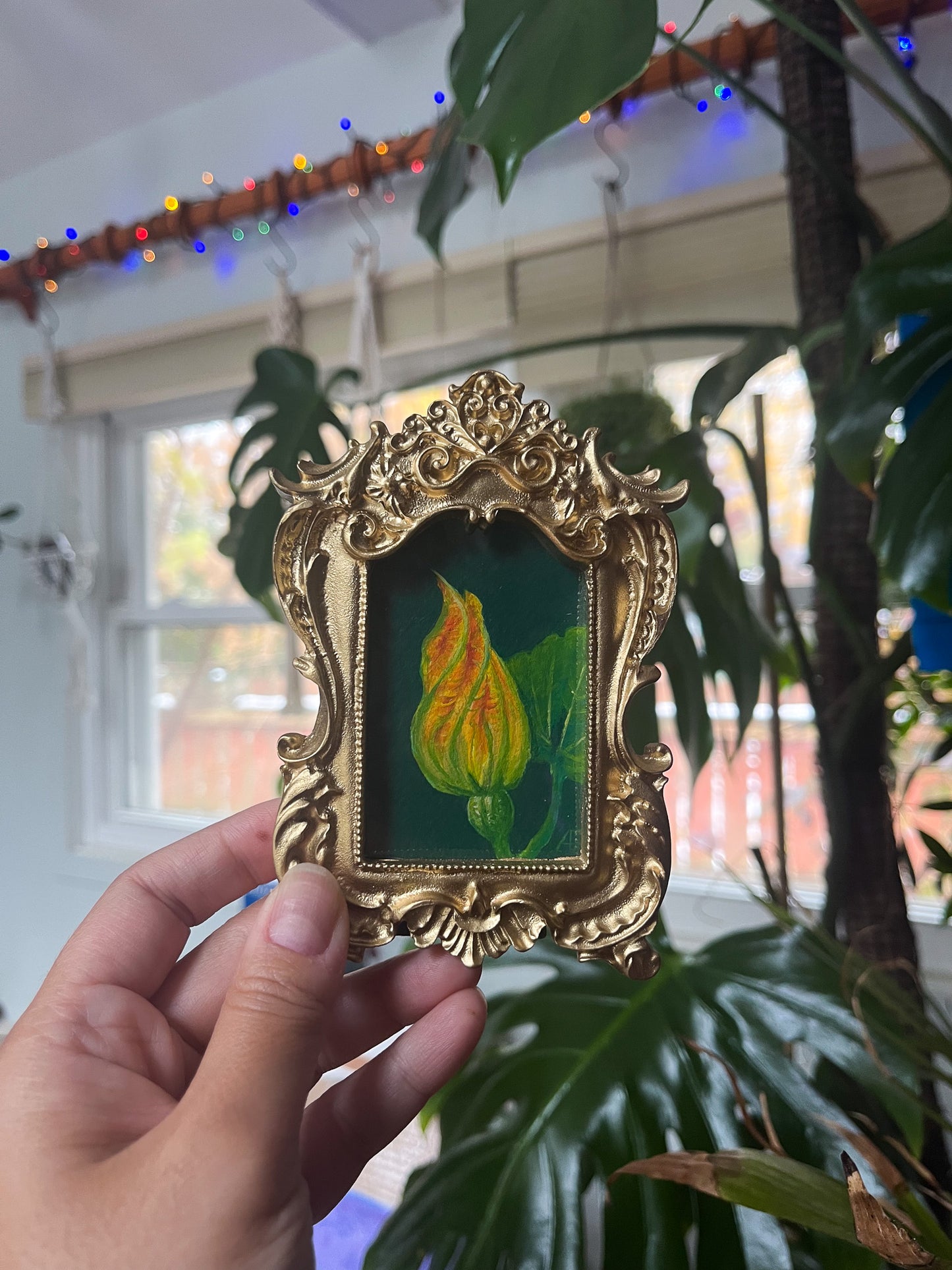 Original Framed Acrylic Painting "Squash Blossom"