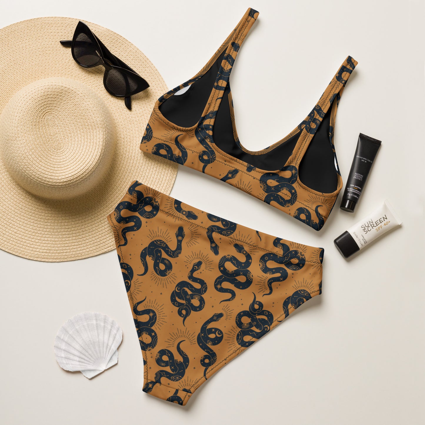 Recycled high-waisted bikini, Mystic Cobra