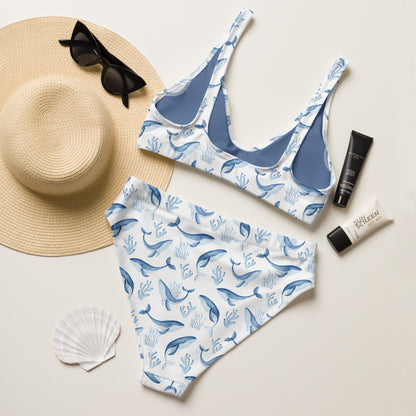 Recycled high-waisted bikini, Whale Hello There