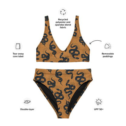 Recycled high-waisted bikini, Mystic Cobra