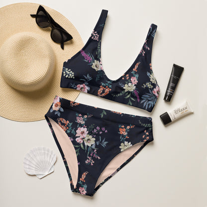 Recycled high-waisted bikini, Vintage Floral