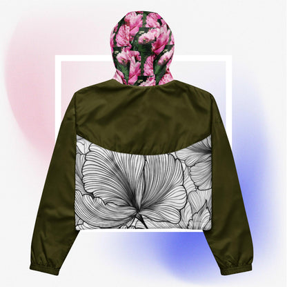 Colorblock Peony Cropped Windbreaker