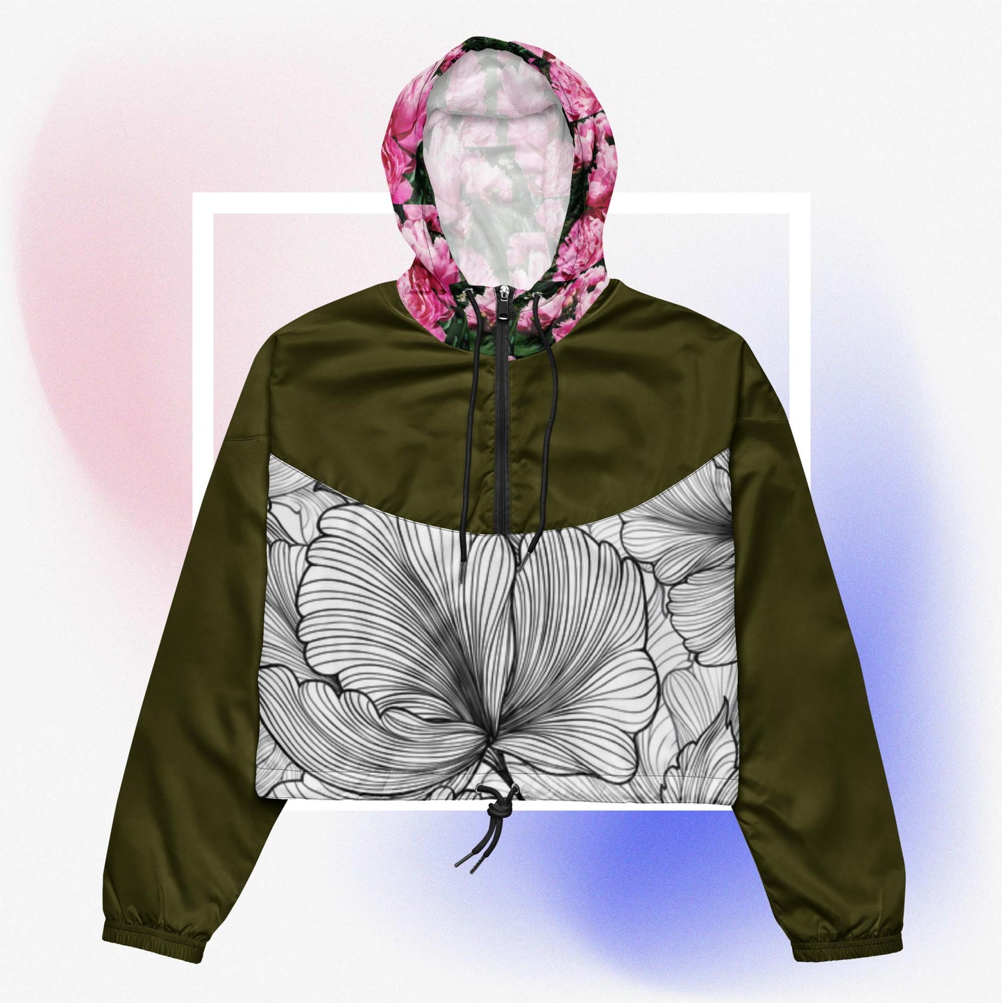 Colorblock Peony Cropped Windbreaker