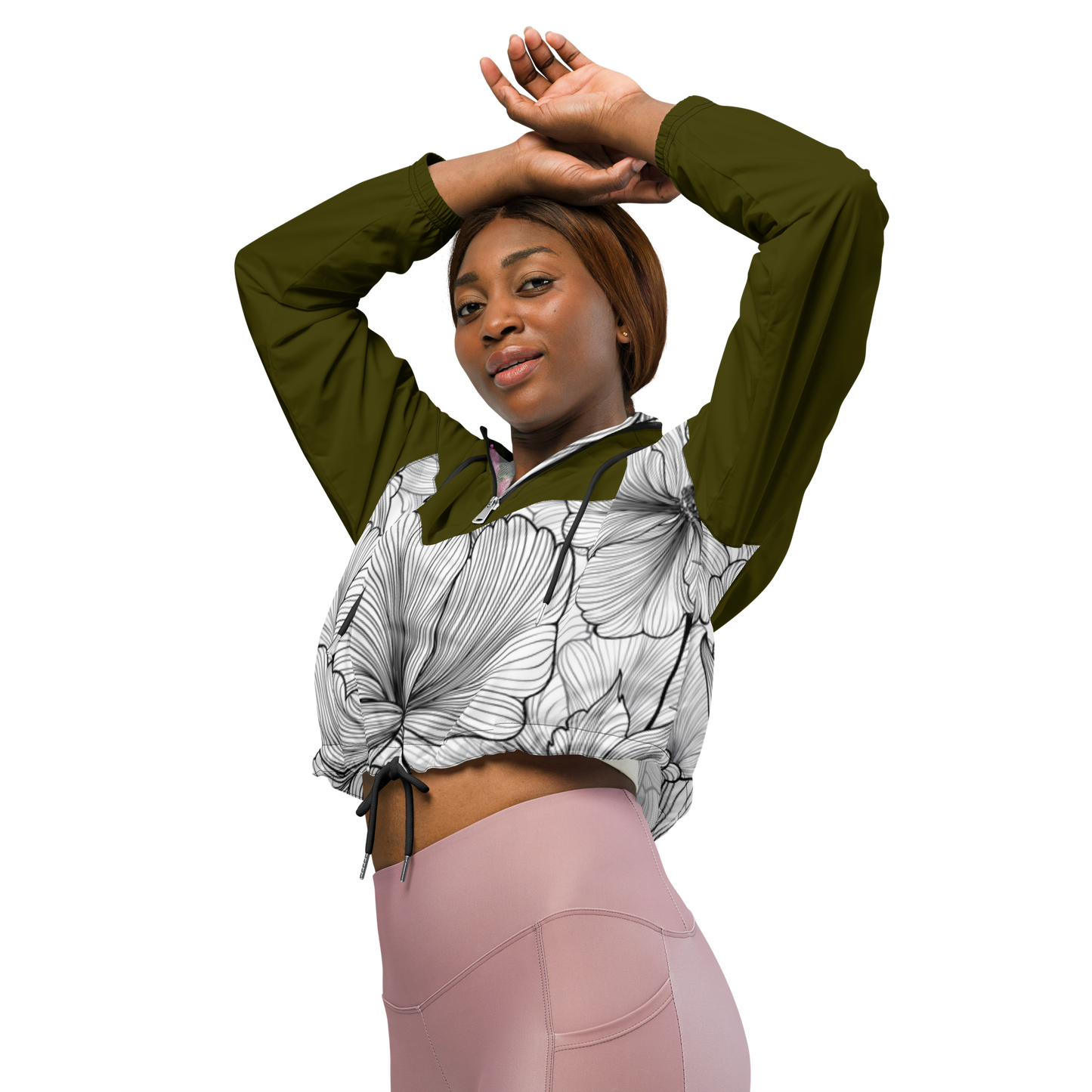 Colorblock Peony Cropped Windbreaker