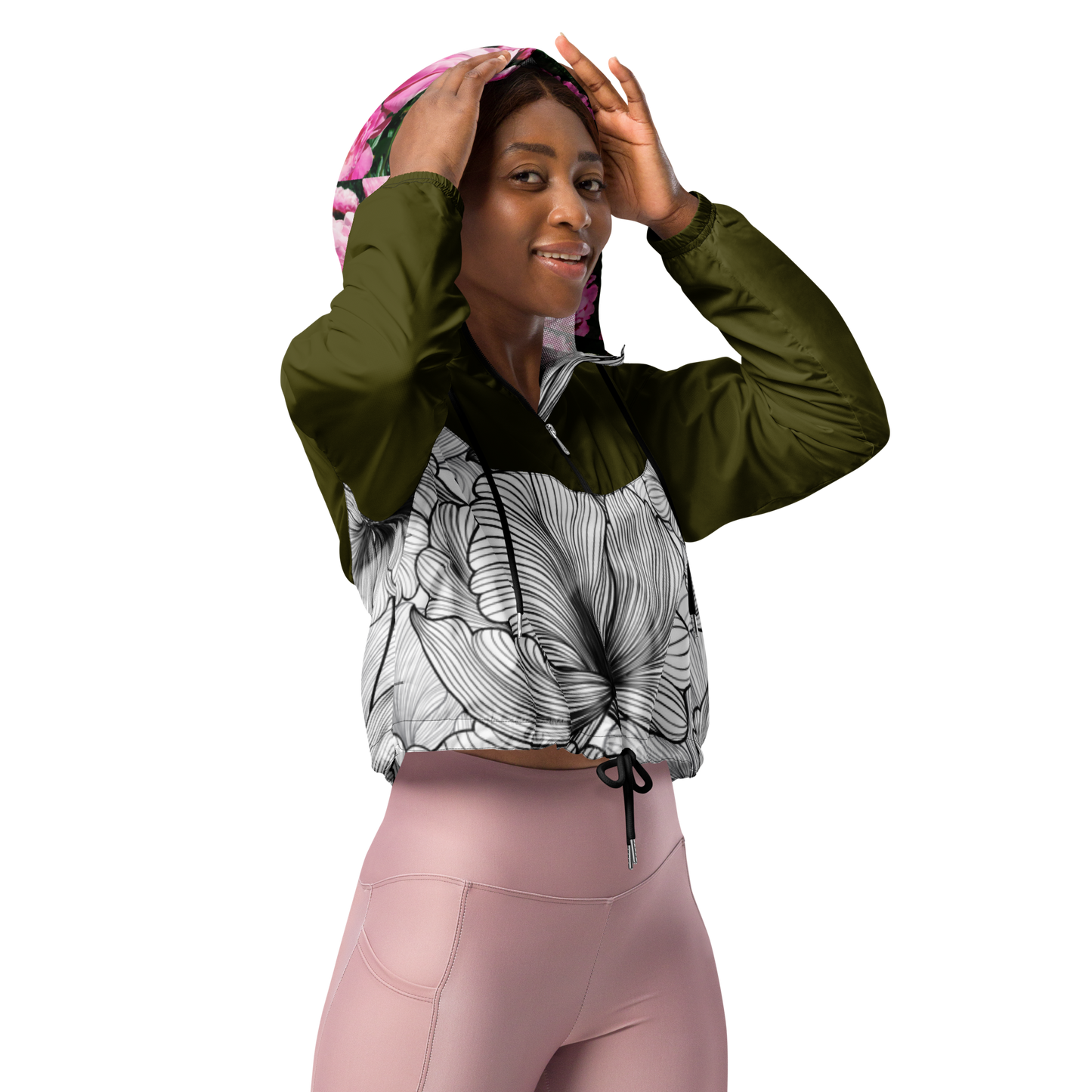 Colorblock Peony Cropped Windbreaker