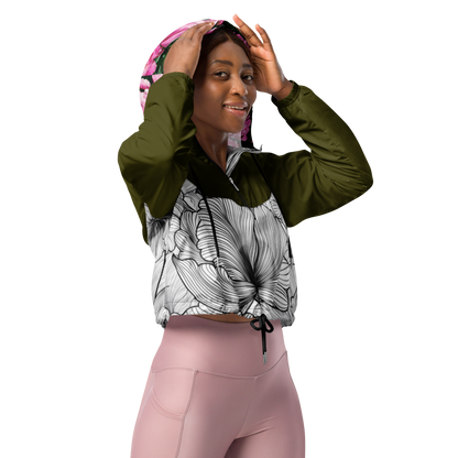 Colorblock Peony Cropped Windbreaker