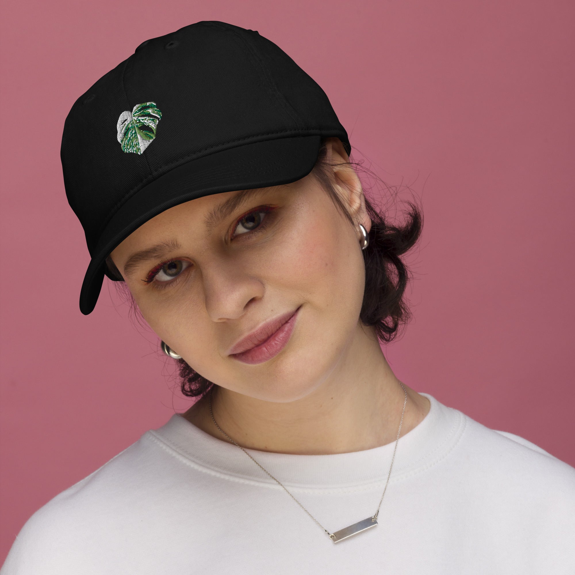 Organic dad hat - Embroidered Variegated Monstera