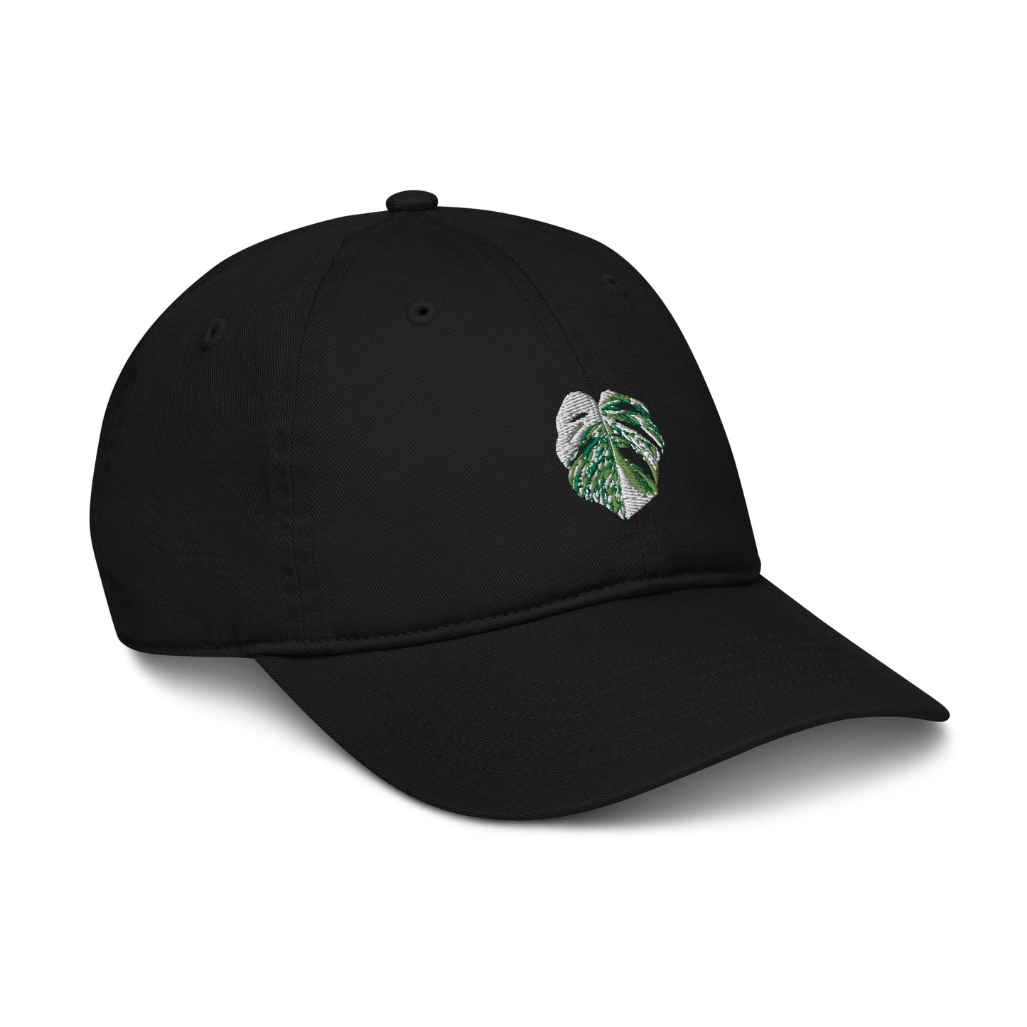 Organic dad hat, Embroidered Variegated Monstera