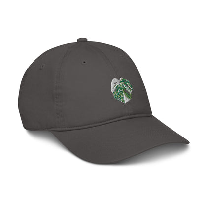 Organic dad hat, Embroidered Variegated Monstera