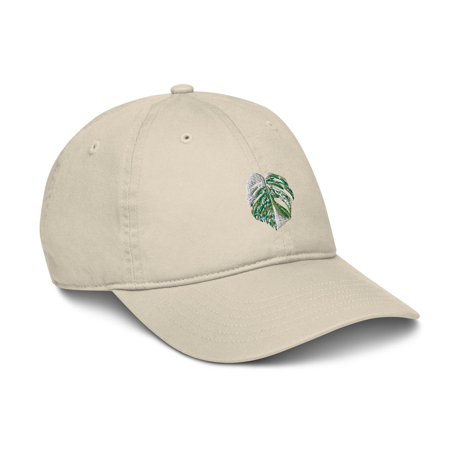 Organic dad hat, Embroidered Variegated Monstera