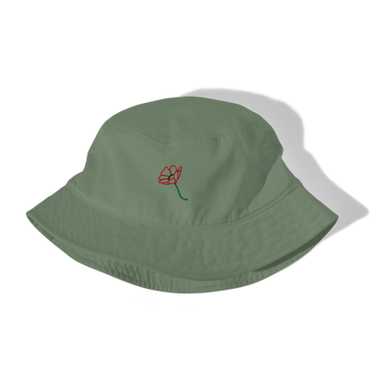 Organic bucket hat, Embroidered Flower