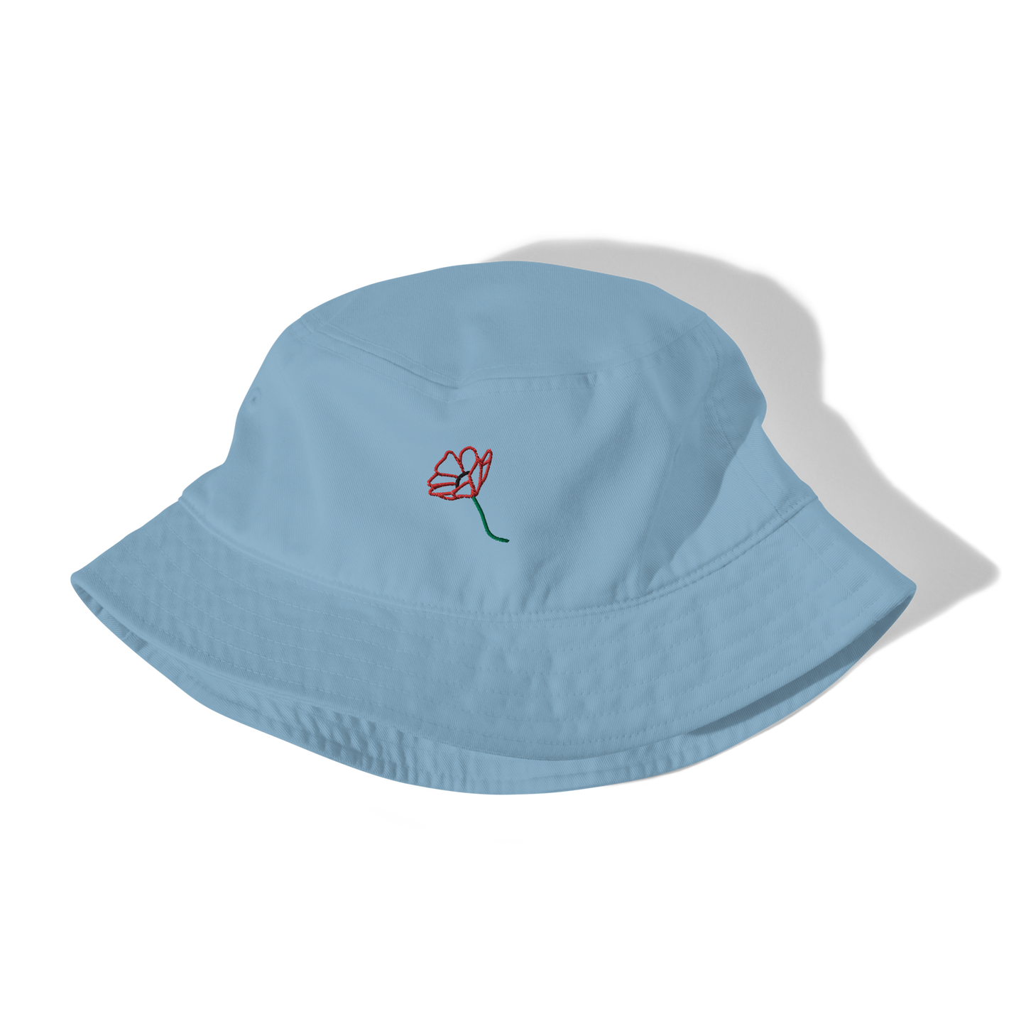 Organic bucket hat, Embroidered Flower